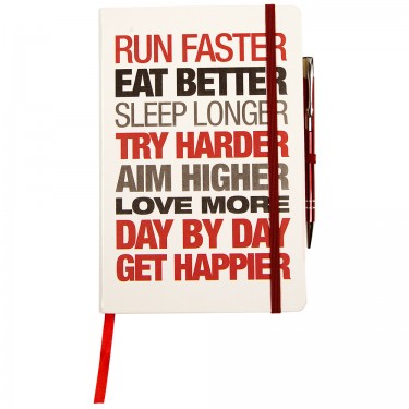 'A' Grade Motivational Notebook - Hardback A5 White/Red